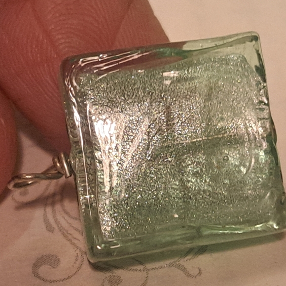 Murano glass pendant with silver leaf - Picture 3 of 7